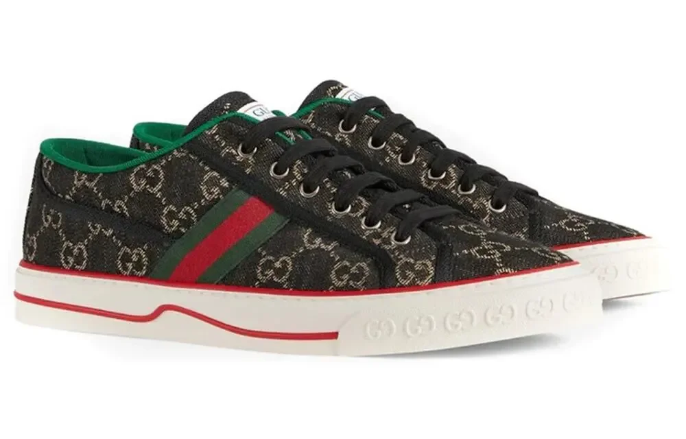 Gucci Tennis 1977 Black Ivory Supreme Men's Sneakers Size 14G